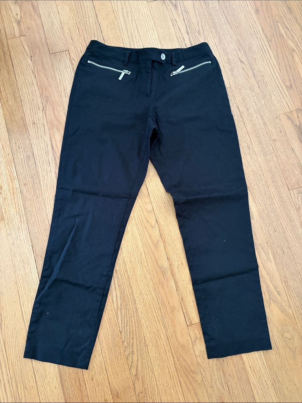 Michael Kors Black Slim Pants with Silver Zippers